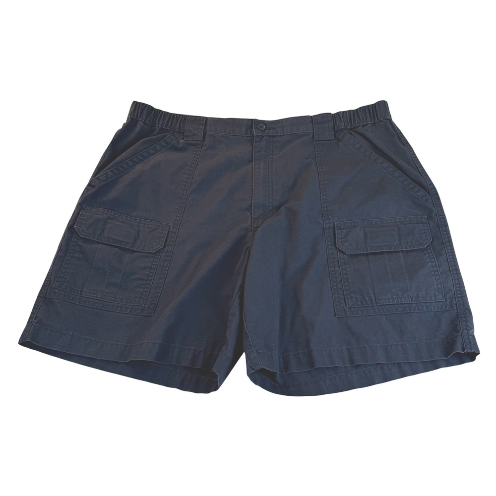 Savane Cargo Shorts Size 40 Navy Blue Elastic Waist Cotton Blend